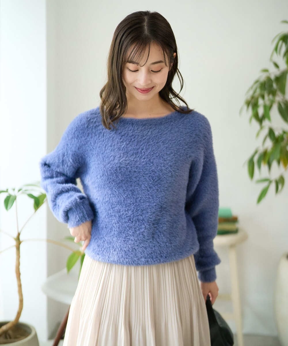 F1FAD46130 MK MICHEL KLEIN(小さいサイズ)(メゾン ドゥ サンク) 【小さいサイズ】フェザーニットプルオーバー/前後2way/洗える レッド