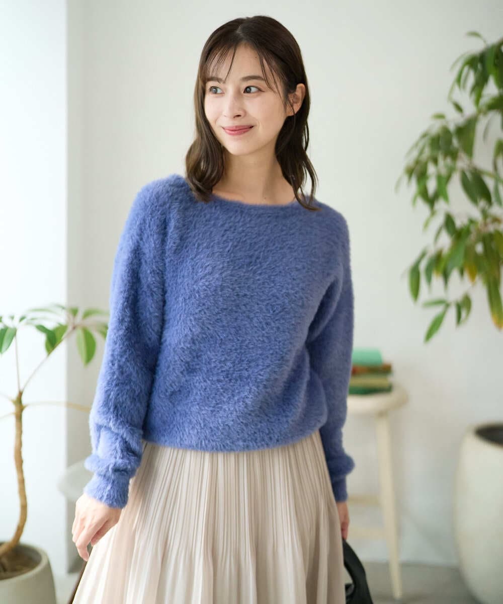 F1FAD46130 MK MICHEL KLEIN(小さいサイズ) 【小さいサイズ】フェザーニットプルオーバー/前後2way/洗える