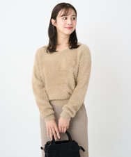 F1FAD46130 MK MICHEL KLEIN(小さいサイズ)(メゾン ドゥ サンク) 【小さいサイズ】フェザーニットプルオーバー/前後2way/洗える ベージュ