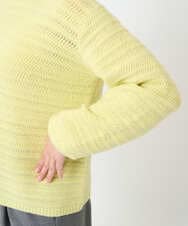 F1FAD47150 MK MICHEL KLEIN(小さいサイズ)(メゾン ドゥ サンク) 【小さいサイズ】シアーボーダーボリュームパフスリーブニット/洗える ライトイエロー