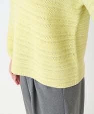 F1FAD47150 MK MICHEL KLEIN(小さいサイズ)(メゾン ドゥ サンク) 【小さいサイズ】シアーボーダーボリュームパフスリーブニット/洗える ライトイエロー