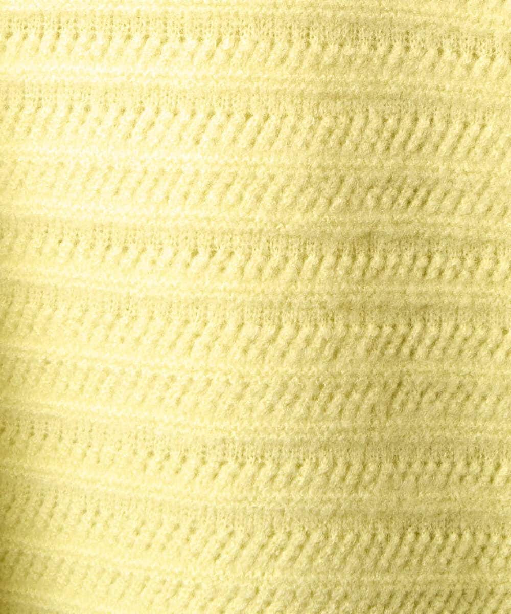 F1FAD47150 MK MICHEL KLEIN(小さいサイズ)(メゾン ドゥ サンク) 【小さいサイズ】シアーボーダーボリュームパフスリーブニット/洗える ライトイエロー