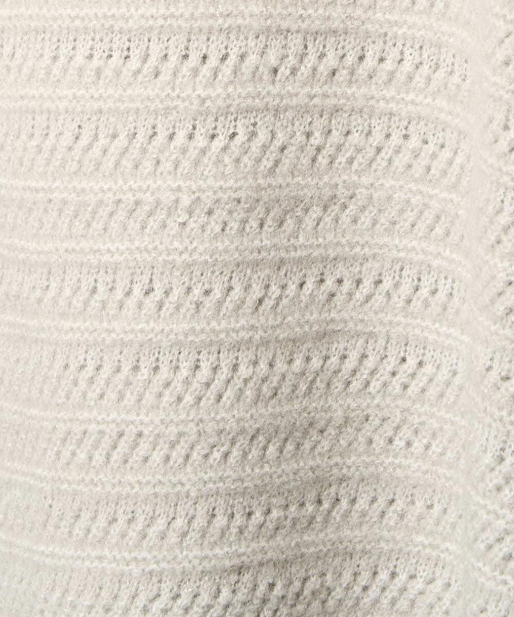 F1FAD47150 MK MICHEL KLEIN(小さいサイズ)(メゾン ドゥ サンク) 【小さいサイズ】シアーボーダーボリュームパフスリーブニット/洗える ライトイエロー