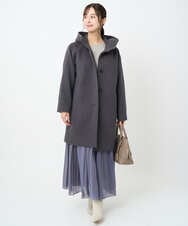 F1FAD47150 MK MICHEL KLEIN(小さいサイズ)(メゾン ドゥ サンク) 【小さいサイズ】シアーボーダーボリュームパフスリーブニット/洗える ライトイエロー