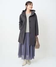 F1FAD47150 MK MICHEL KLEIN(小さいサイズ)(メゾン ドゥ サンク) 【小さいサイズ】シアーボーダーボリュームパフスリーブニット/洗える ライトイエロー