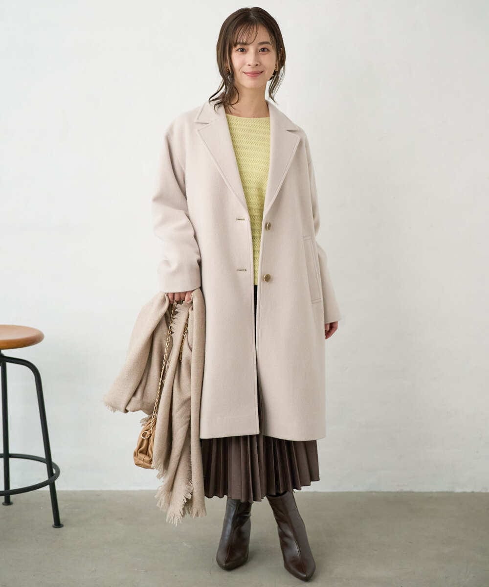 F1FAD47150 MK MICHEL KLEIN(小さいサイズ)(メゾン ドゥ サンク) 【小さいサイズ】シアーボーダーボリュームパフスリーブニット/洗える ライトイエロー