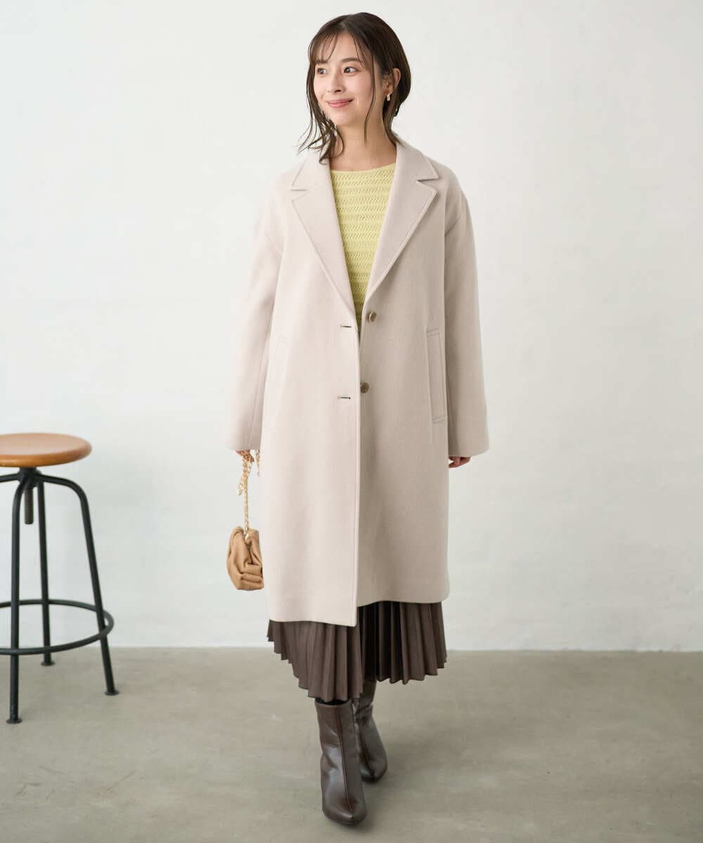 F1FAD47150 MK MICHEL KLEIN(小さいサイズ)(メゾン ドゥ サンク) 【小さいサイズ】シアーボーダーボリュームパフスリーブニット/洗える ライトイエロー