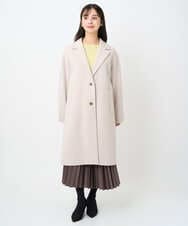 F1FAD47150 MK MICHEL KLEIN(小さいサイズ)(メゾン ドゥ サンク) 【小さいサイズ】シアーボーダーボリュームパフスリーブニット/洗える ライトイエロー