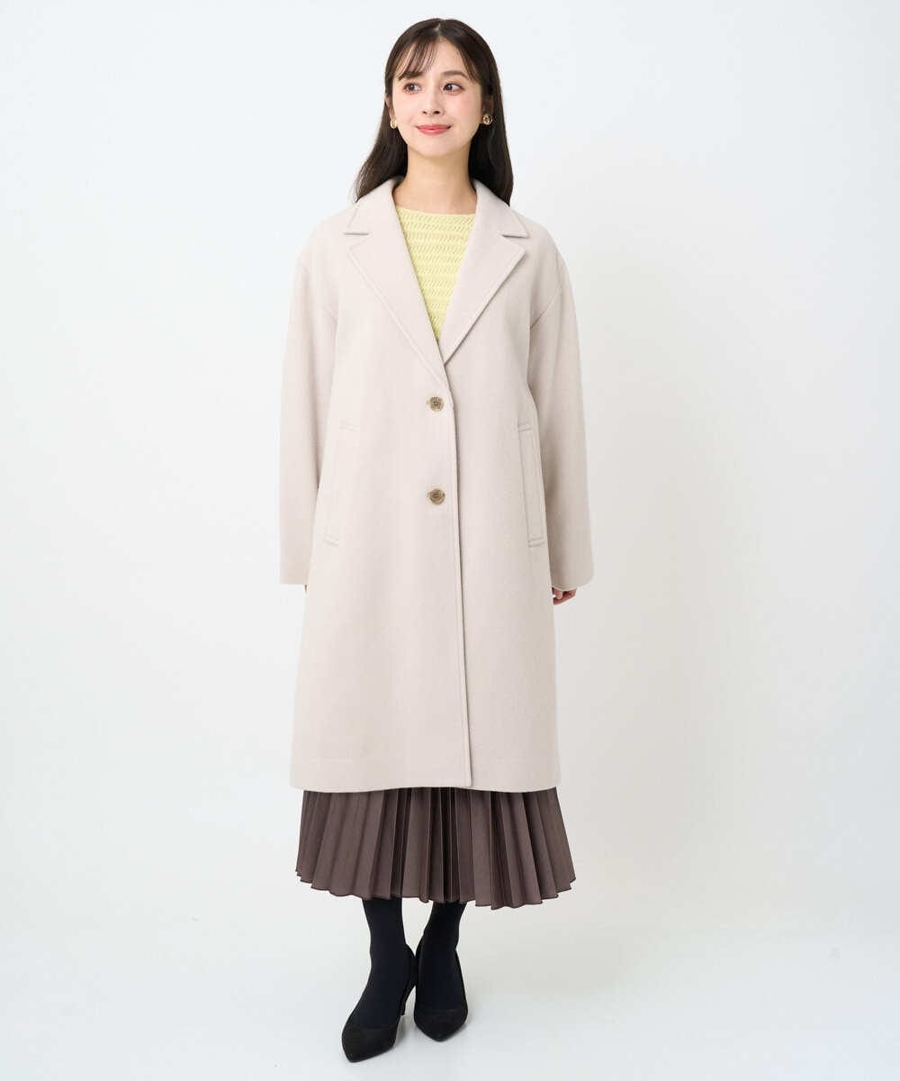 F1FAD47150 MK MICHEL KLEIN(小さいサイズ)(メゾン ドゥ サンク) 【小さいサイズ】シアーボーダーボリュームパフスリーブニット/洗える ライトイエロー