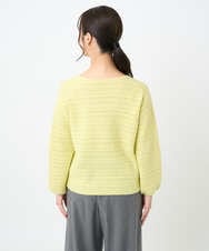 F1FAD47150 MK MICHEL KLEIN(小さいサイズ)(メゾン ドゥ サンク) 【小さいサイズ】シアーボーダーボリュームパフスリーブニット/洗える ライトイエロー