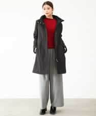 F1FAG43140 MK MICHEL KLEIN(小さいサイズ)(メゾン ドゥ サンク) 【小さいサイズ】[洗える]配色ラメライン入りフレアースリーブニット ホワイト（ボーダー）