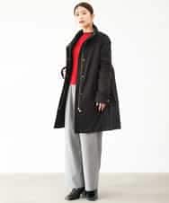 F1FAG43140 MK MICHEL KLEIN(小さいサイズ)(メゾン ドゥ サンク) 【小さいサイズ】[洗える]配色ラメライン入りフレアースリーブニット ホワイト（ボーダー）