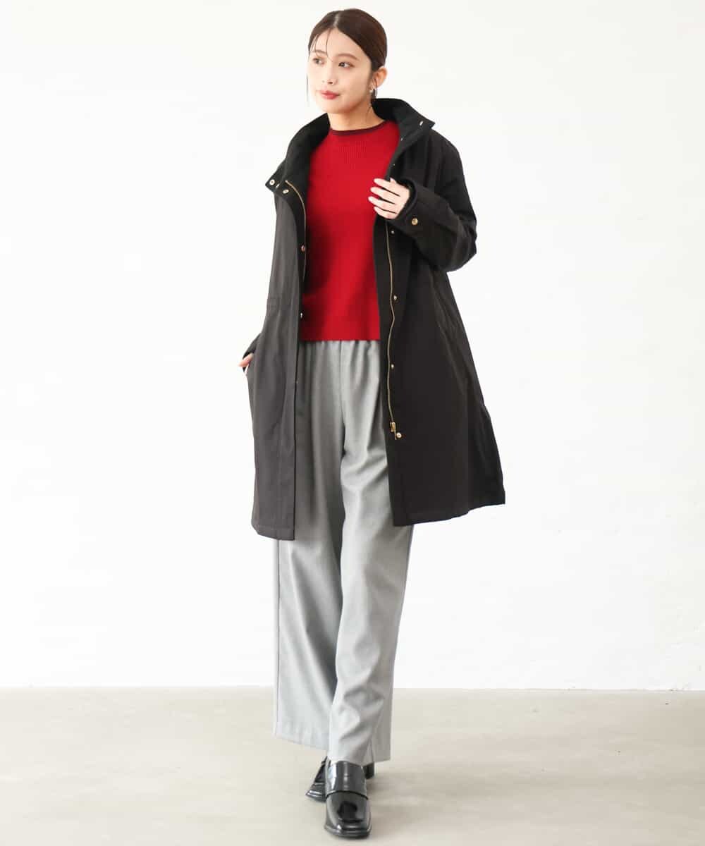 F1FAG43140 MK MICHEL KLEIN(小さいサイズ)(メゾン ドゥ サンク) 【小さいサイズ】[洗える]配色ラメライン入りフレアースリーブニット ホワイト（ボーダー）