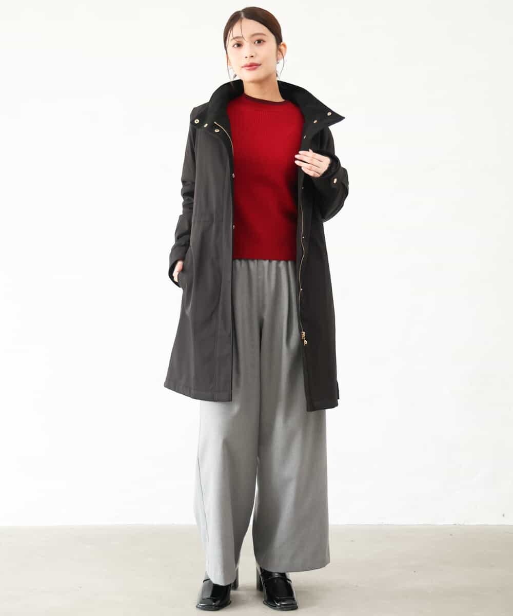F1FAG43140 MK MICHEL KLEIN(小さいサイズ)(メゾン ドゥ サンク) 【小さいサイズ】[洗える]配色ラメライン入りフレアースリーブニット ホワイト（ボーダー）