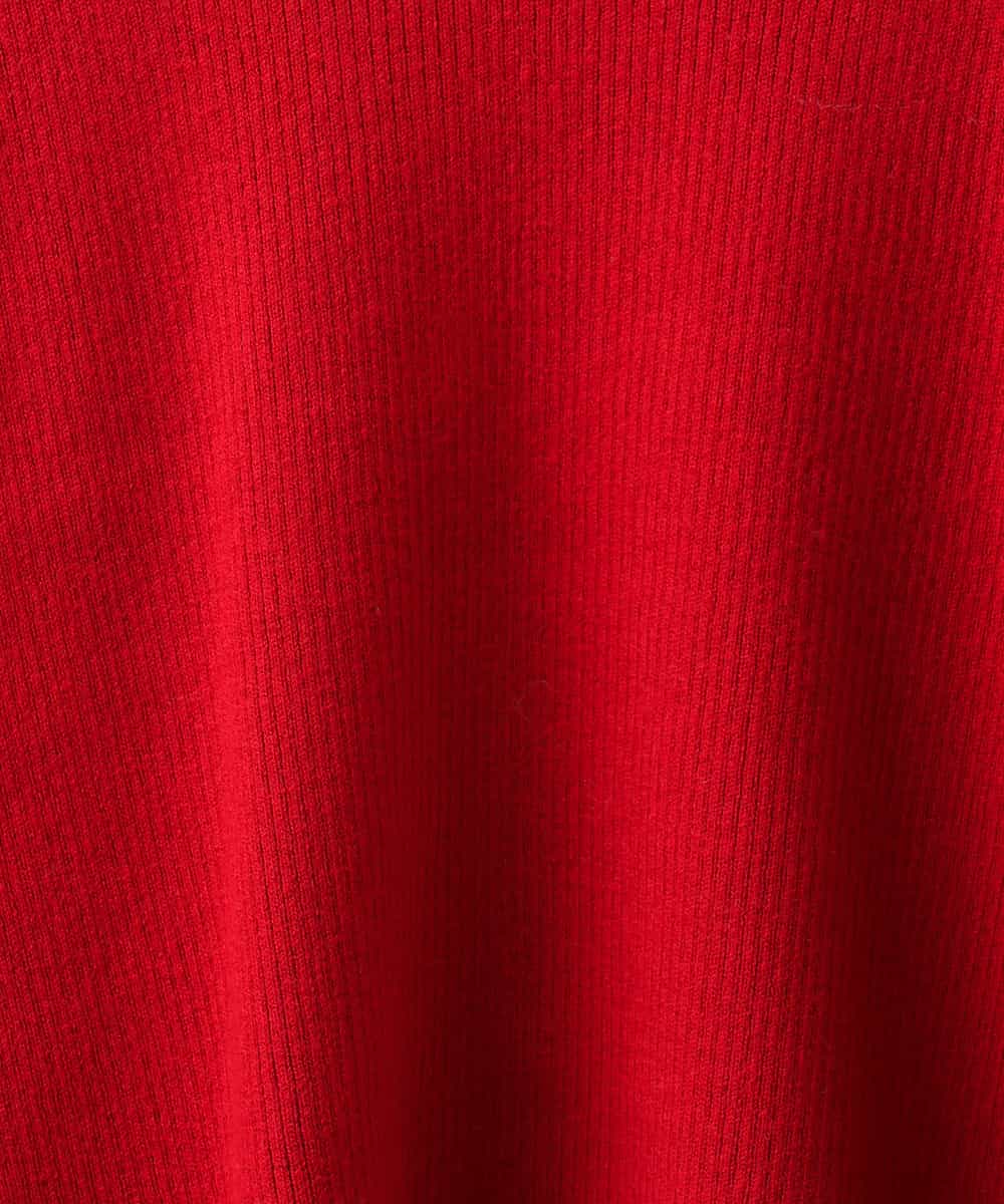 F1FAG43140 MK MICHEL KLEIN(小さいサイズ)(メゾン ドゥ サンク) 【小さいサイズ】[洗える]配色ラメライン入りフレアースリーブニット ホワイト（ボーダー）