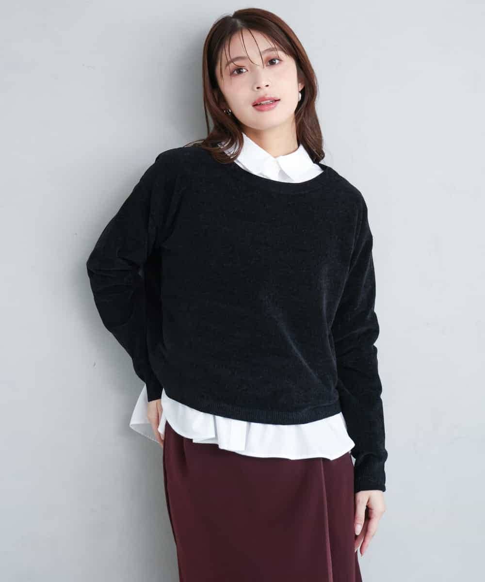 F1FAG45120 MK MICHEL KLEIN(小さいサイズ)(メゾン ドゥ サンク) 【小さいサイズ】[洗える]モールヤーンボートネックニット レッド