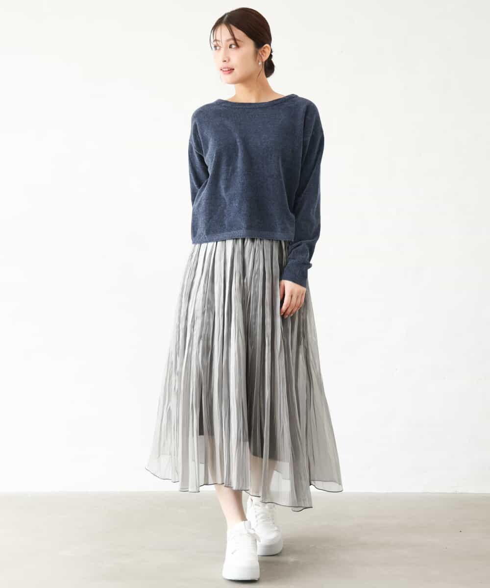 F1FAG45120 MK MICHEL KLEIN(小さいサイズ)(メゾン ドゥ サンク) 【小さいサイズ】[洗える]モールヤーンボートネックニット レッド