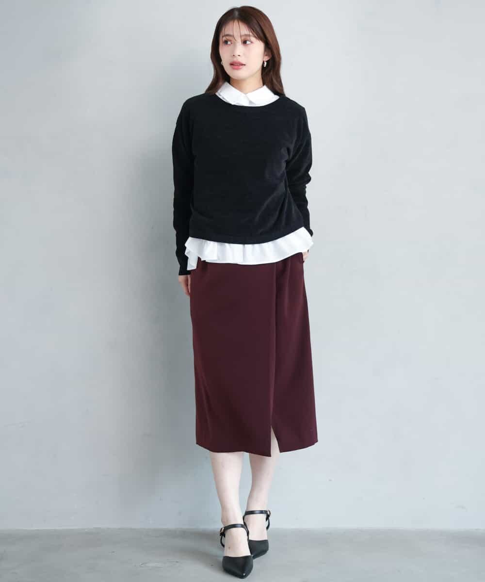 F1FAG45120 MK MICHEL KLEIN(小さいサイズ)(メゾン ドゥ サンク) 【小さいサイズ】[洗える]モールヤーンボートネックニット レッド