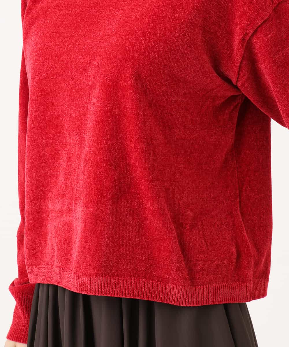 F1FAG45120 MK MICHEL KLEIN(小さいサイズ)(メゾン ドゥ サンク) 【小さいサイズ】[洗える]モールヤーンボートネックニット レッド