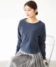 F1FAG45120 MK MICHEL KLEIN(小さいサイズ)(メゾン ドゥ サンク) 【小さいサイズ】[洗える]モールヤーンボートネックニット ブルー