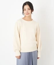 F1FAS03140 MK MICHEL KLEIN(小さいサイズ)(メゾン ドゥ サンク) 【小さいサイズ】ボリュームスリーブニット/洗える アイボリー