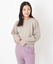 F1FAS03140 MK MICHEL KLEIN(小さいサイズ)(メゾン ドゥ サンク) 【小さいサイズ】ボリュームスリーブニット/洗える モカ