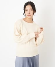 F1FAS03140 MK MICHEL KLEIN(小さいサイズ)(メゾン ドゥ サンク) 【小さいサイズ】ボリュームスリーブニット/洗える モカ