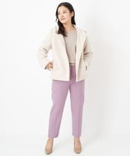 F1FAS03140 MK MICHEL KLEIN(小さいサイズ)(メゾン ドゥ サンク) 【小さいサイズ】ボリュームスリーブニット/洗える モカ