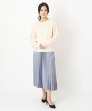 F1FAS03140 MK MICHEL KLEIN(小さいサイズ)(メゾン ドゥ サンク) 【小さいサイズ】ボリュームスリーブニット/洗える モカ