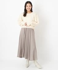 F1FAS03140 MK MICHEL KLEIN(小さいサイズ)(メゾン ドゥ サンク) 【小さいサイズ】ボリュームスリーブニット/洗える モカ