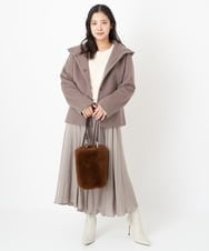 F1FAS03140 MK MICHEL KLEIN(小さいサイズ)(メゾン ドゥ サンク) 【小さいサイズ】ボリュームスリーブニット/洗える モカ