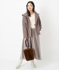 F1FAS03140 MK MICHEL KLEIN(小さいサイズ)(メゾン ドゥ サンク) 【小さいサイズ】ボリュームスリーブニット/洗える モカ