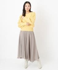 F1FAS03140 MK MICHEL KLEIN(小さいサイズ)(メゾン ドゥ サンク) 【小さいサイズ】ボリュームスリーブニット/洗える モカ