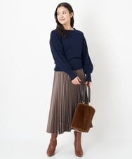 F1FAS03140 MK MICHEL KLEIN(小さいサイズ)(メゾン ドゥ サンク) 【小さいサイズ】ボリュームスリーブニット/洗える モカ
