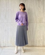 F1FAS03140 MK MICHEL KLEIN(小さいサイズ)(メゾン ドゥ サンク) 【小さいサイズ】ボリュームスリーブニット/洗える モカ