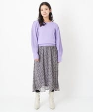 F1FAS03140 MK MICHEL KLEIN(小さいサイズ)(メゾン ドゥ サンク) 【小さいサイズ】ボリュームスリーブニット/洗える モカ