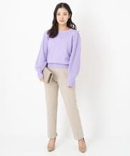 F1FAS03140 MK MICHEL KLEIN(小さいサイズ)(メゾン ドゥ サンク) 【小さいサイズ】ボリュームスリーブニット/洗える モカ