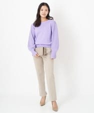 F1FAS03140 MK MICHEL KLEIN(小さいサイズ)(メゾン ドゥ サンク) 【小さいサイズ】ボリュームスリーブニット/洗える モカ