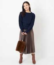 F1FAS03140 MK MICHEL KLEIN(小さいサイズ)(メゾン ドゥ サンク) 【小さいサイズ】ボリュームスリーブニット/洗える モカ