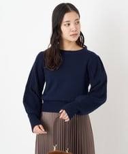 F1FAS03140 MK MICHEL KLEIN(小さいサイズ)(メゾン ドゥ サンク) 【小さいサイズ】ボリュームスリーブニット/洗える モカ