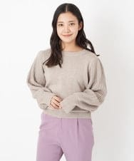 F1FAS03140 MK MICHEL KLEIN(小さいサイズ)(メゾン ドゥ サンク) 【小さいサイズ】ボリュームスリーブニット/洗える モカ