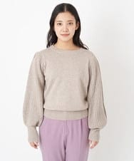 F1FAS03140 MK MICHEL KLEIN(小さいサイズ)(メゾン ドゥ サンク) 【小さいサイズ】ボリュームスリーブニット/洗える モカ