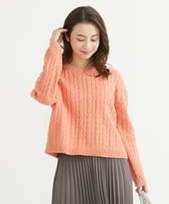 F1FAV01120 MK MICHEL KLEIN(小さいサイズ)(メゾン ドゥ サンク) 【小さいサイズ】ケーブル編みニットプルオーバー/洗える オレンジ