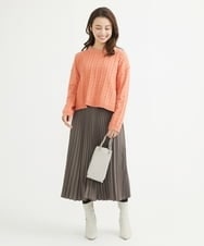 F1FAV01120 MK MICHEL KLEIN(小さいサイズ)(メゾン ドゥ サンク) 【小さいサイズ】ケーブル編みニットプルオーバー/洗える オレンジ