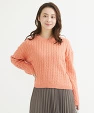 F1FAV01120 MK MICHEL KLEIN(小さいサイズ)(メゾン ドゥ サンク) 【小さいサイズ】ケーブル編みニットプルオーバー/洗える オレンジ