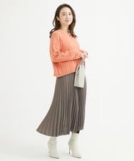 F1FAV01120 MK MICHEL KLEIN(小さいサイズ)(メゾン ドゥ サンク) 【小さいサイズ】ケーブル編みニットプルオーバー/洗える オレンジ