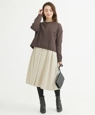 F1FAV01120 MK MICHEL KLEIN(小さいサイズ)(メゾン ドゥ サンク) 【小さいサイズ】ケーブル編みニットプルオーバー/洗える オレンジ
