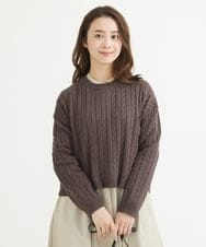 F1FAV01120 MK MICHEL KLEIN(小さいサイズ)(メゾン ドゥ サンク) 【小さいサイズ】ケーブル編みニットプルオーバー/洗える オレンジ