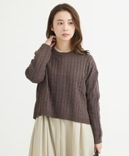 F1FAV01120 MK MICHEL KLEIN(小さいサイズ)(メゾン ドゥ サンク) 【小さいサイズ】ケーブル編みニットプルオーバー/洗える オレンジ