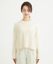 F1FAV01120 MK MICHEL KLEIN(小さいサイズ)(メゾン ドゥ サンク) 【小さいサイズ】ケーブル編みニットプルオーバー/洗える オレンジ